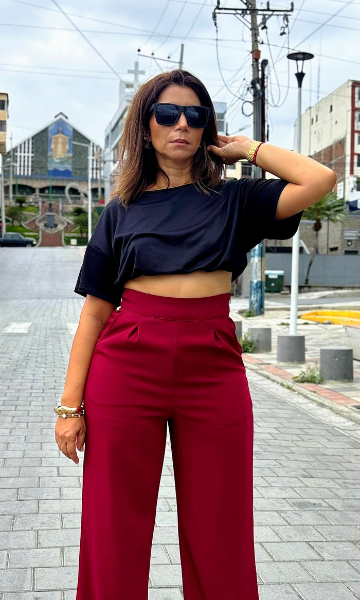 Blusa Cropped Suelta Negro