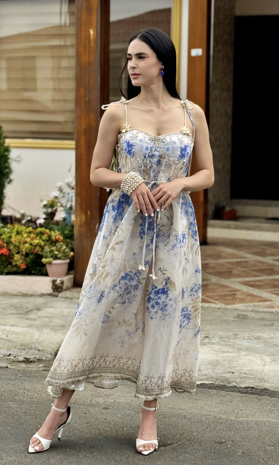 Vestido Organza Floral Estampado
