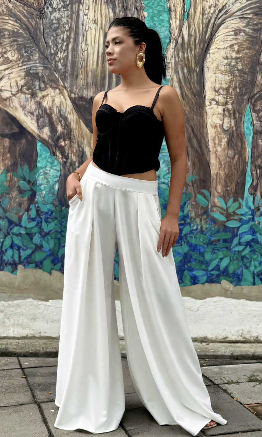 Pantalón Palazzo Amplio Blanco