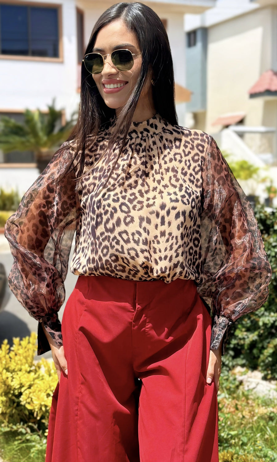 Blusa Mangas Organza Animal print