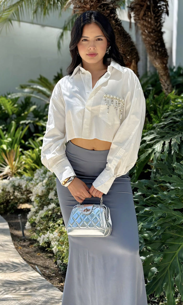 Camisa Cropped Bordada