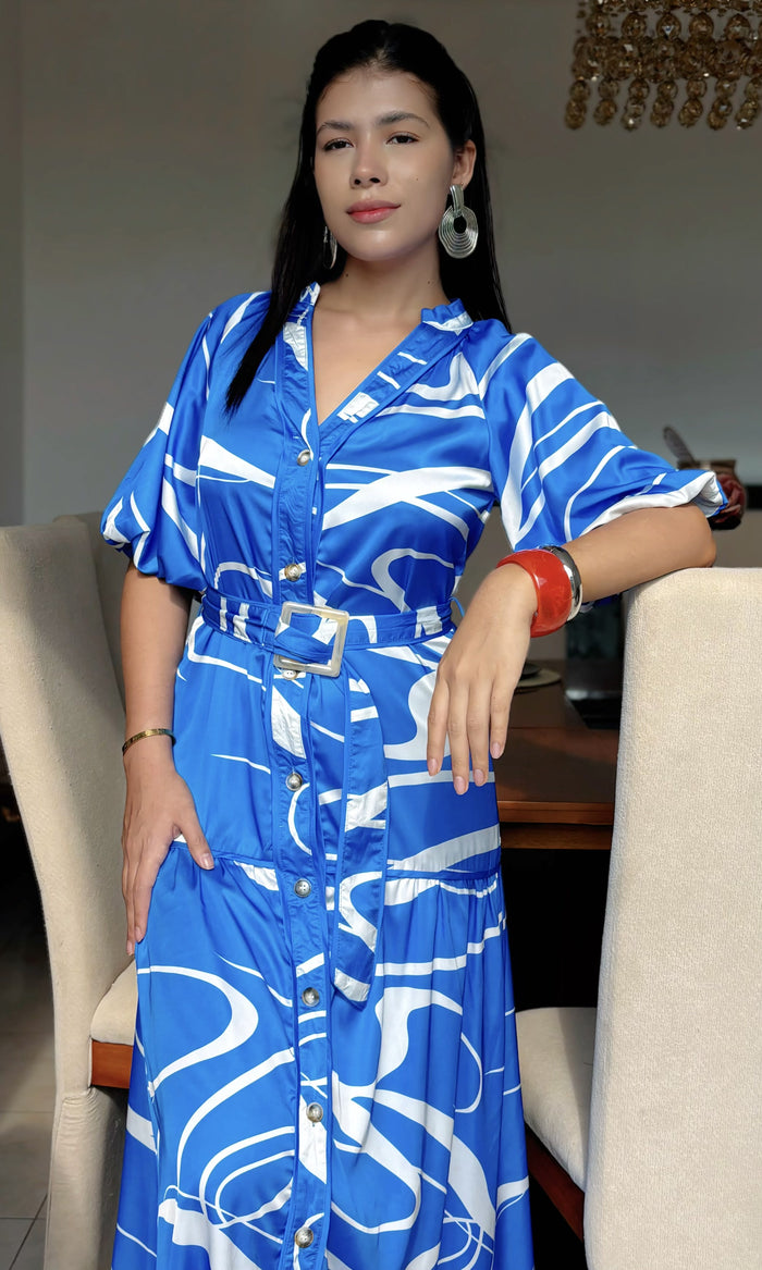 Vestido Midi Camisero Estampado