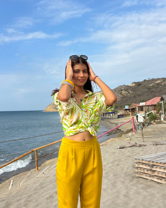 Blusa Oversized Hojas Tropicales