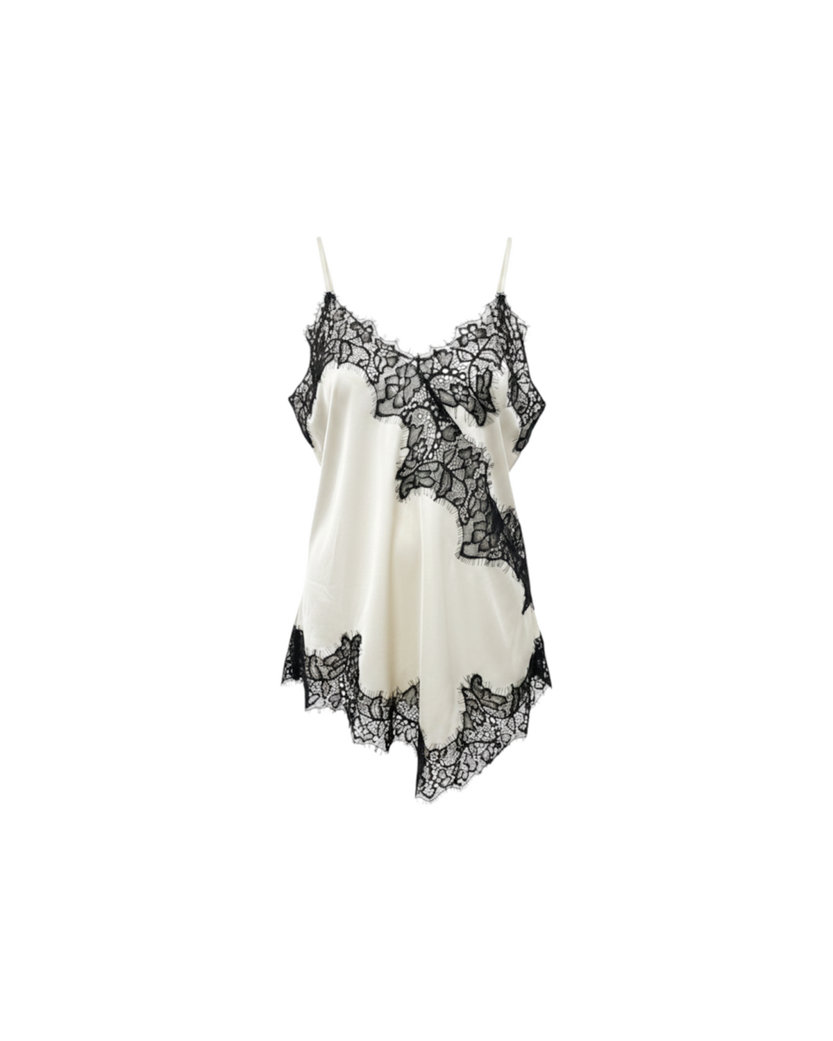 Blusa Saten Encaje Asimetrica :: Marfil