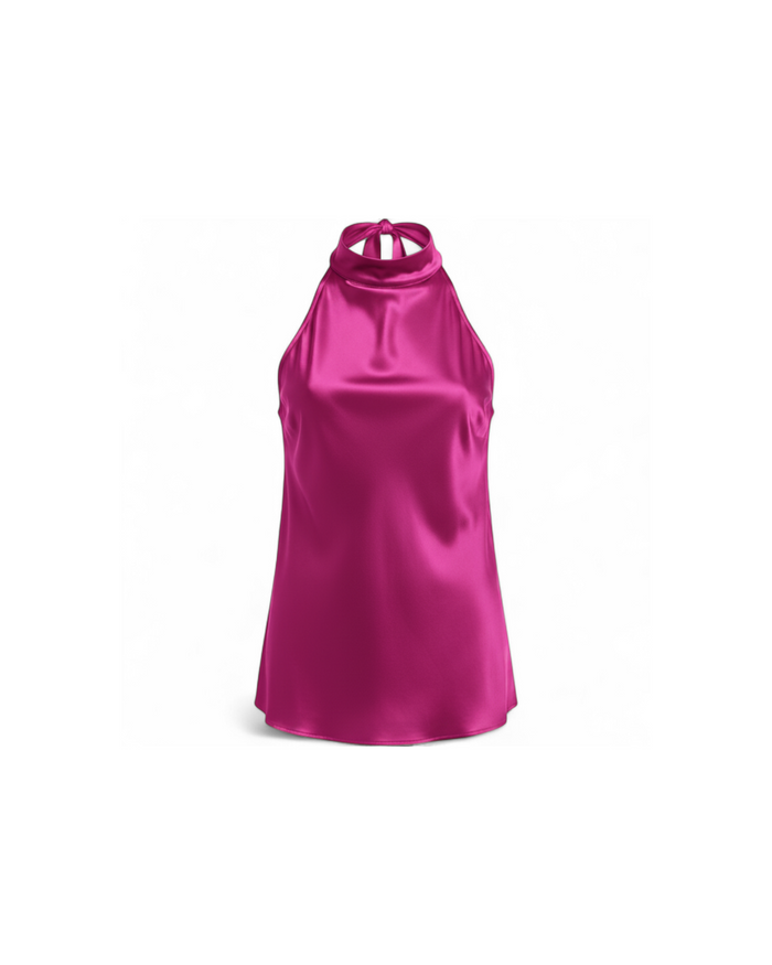Blusa Lazo Cuello Alto Fucsia