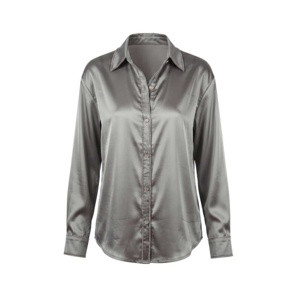 Blusa Saten con Pedreria :: Gris