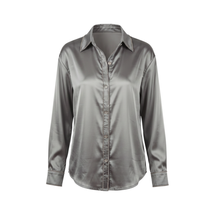 Blusa con Pedrería Gris