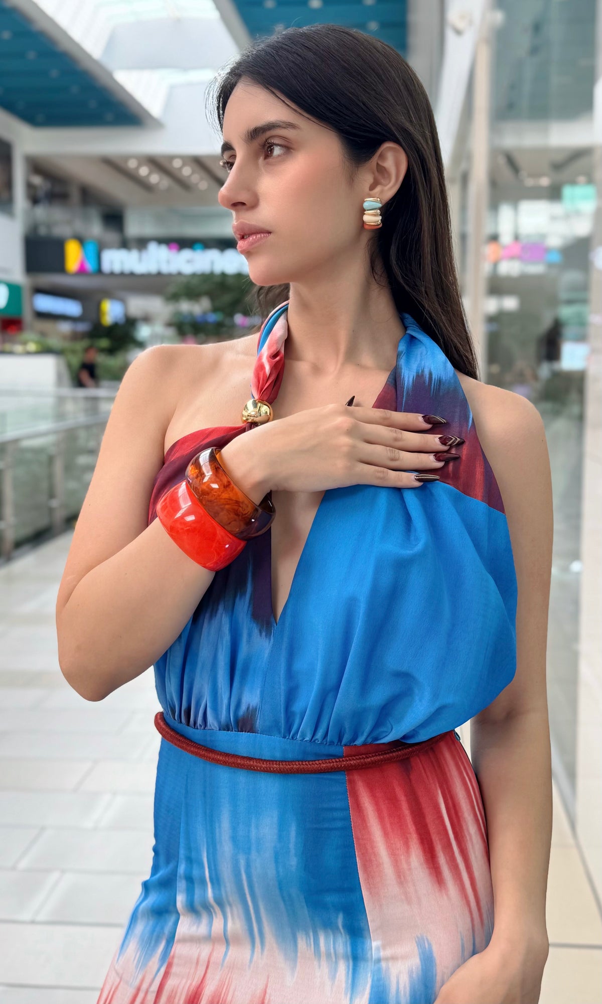Vestido Largo Halter Estampado