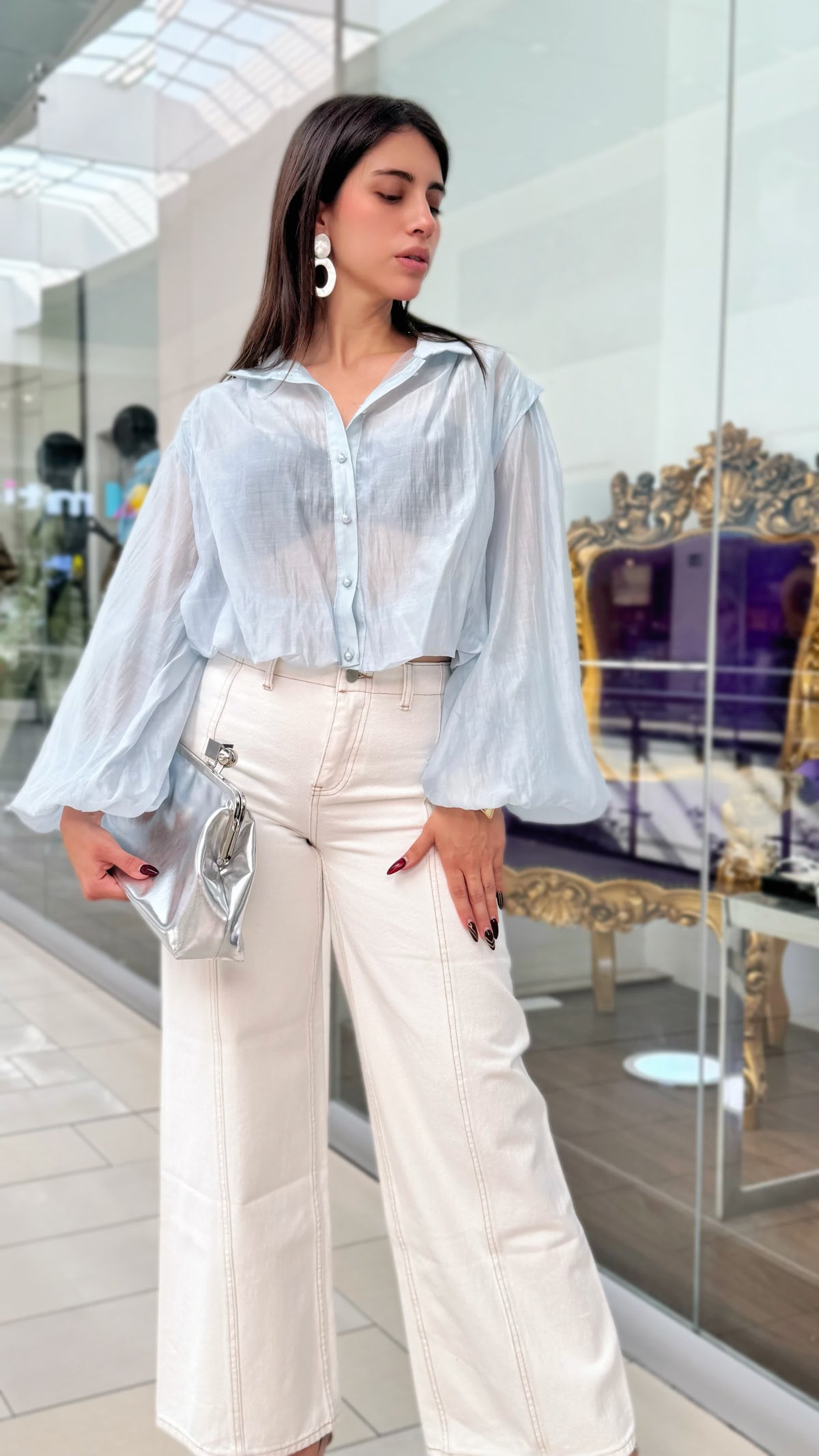 Blusa Celeste Vaporosa