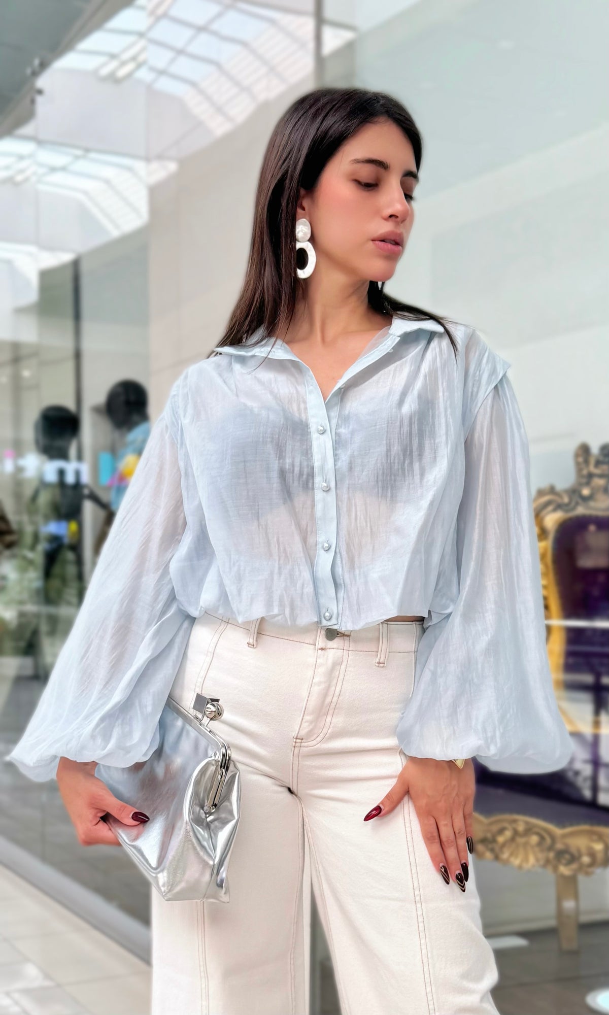 Blusa Celeste Vaporosa