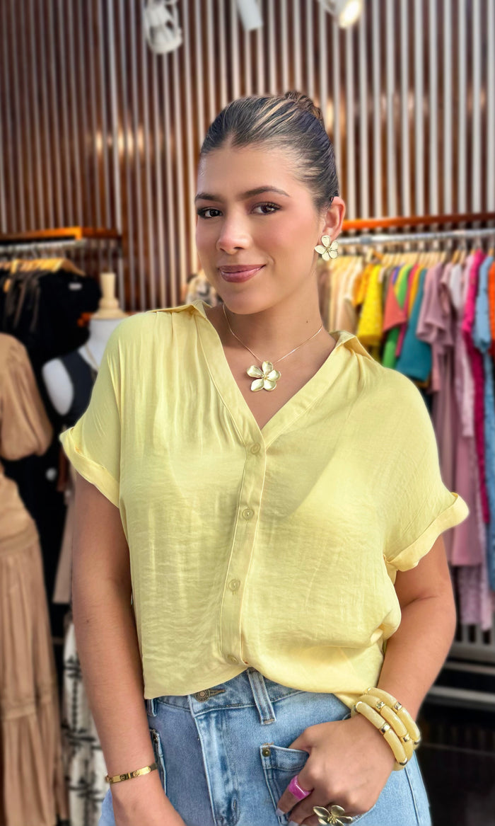 Blusa Botones Frontales Amarillo