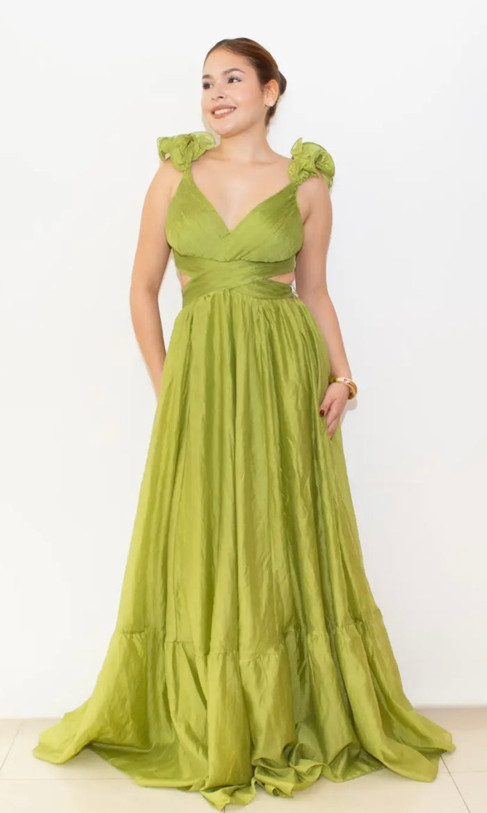 Vestido Gala Verde Lima 