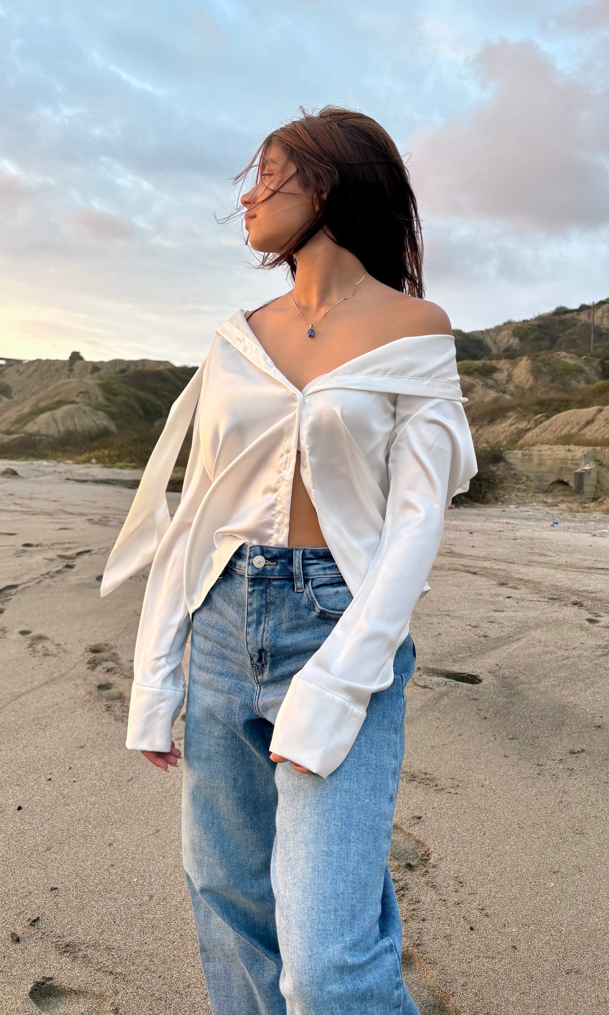 Blusa con Lazo Manga Larga