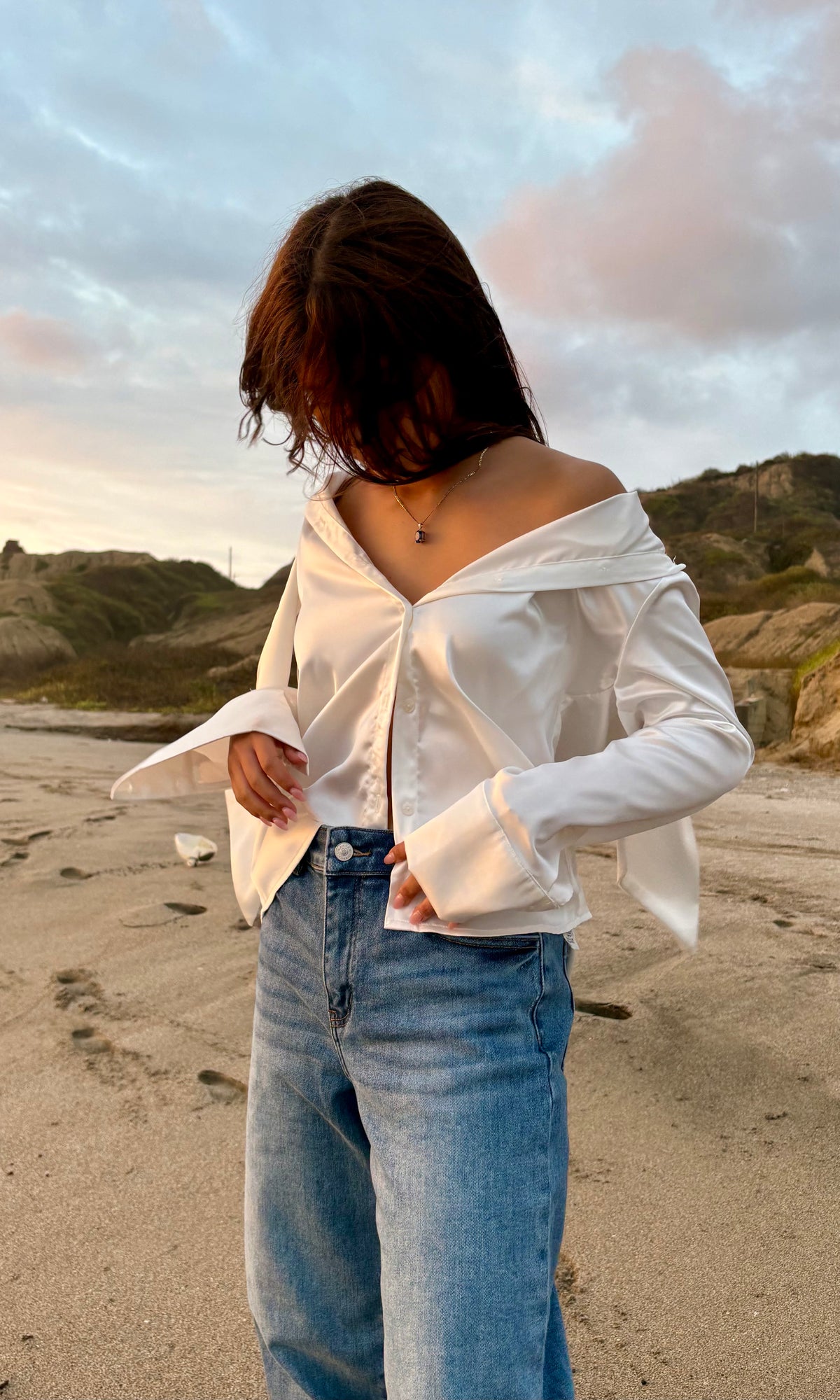 Blusa con Lazo Manga Larga