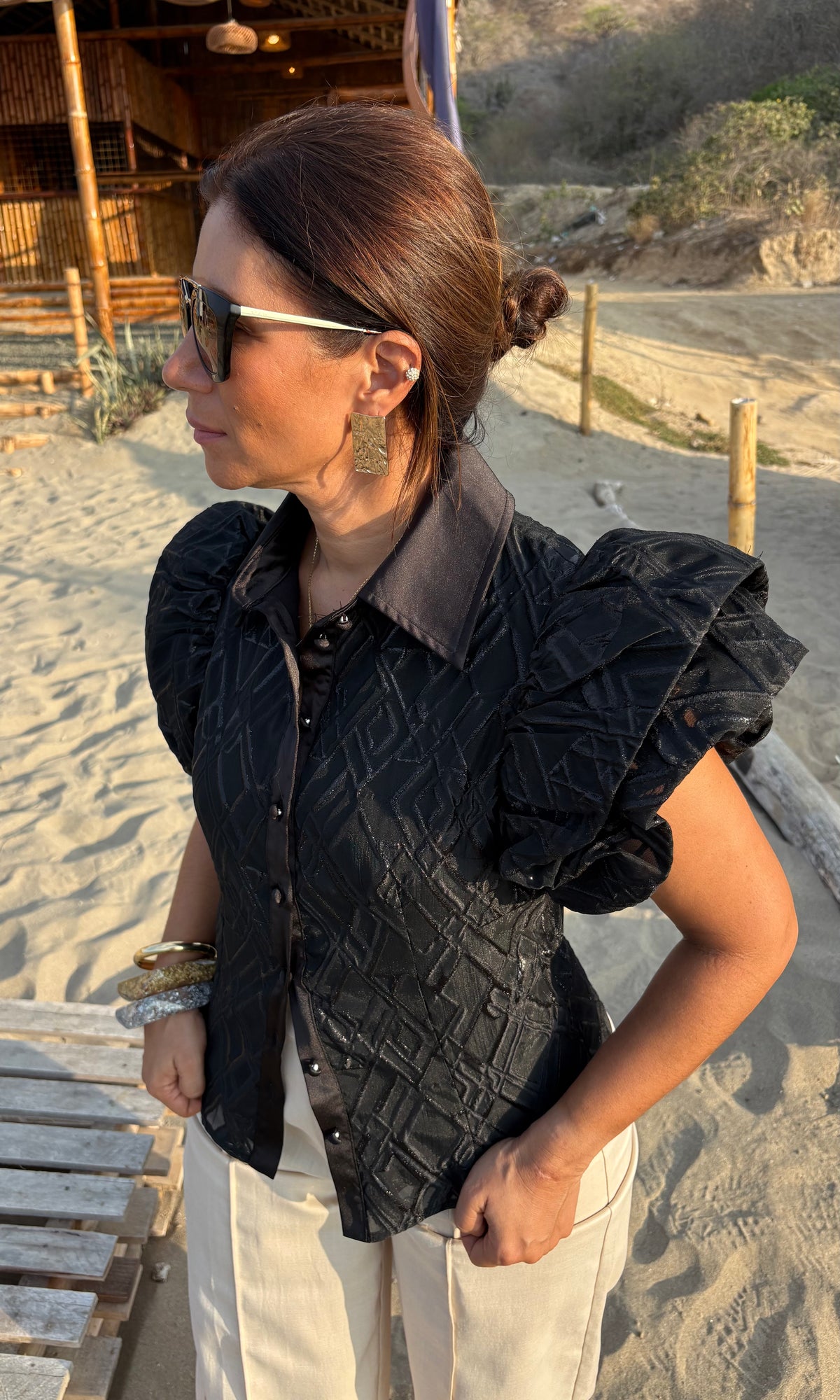 Blusa Rombos Manga Globo
