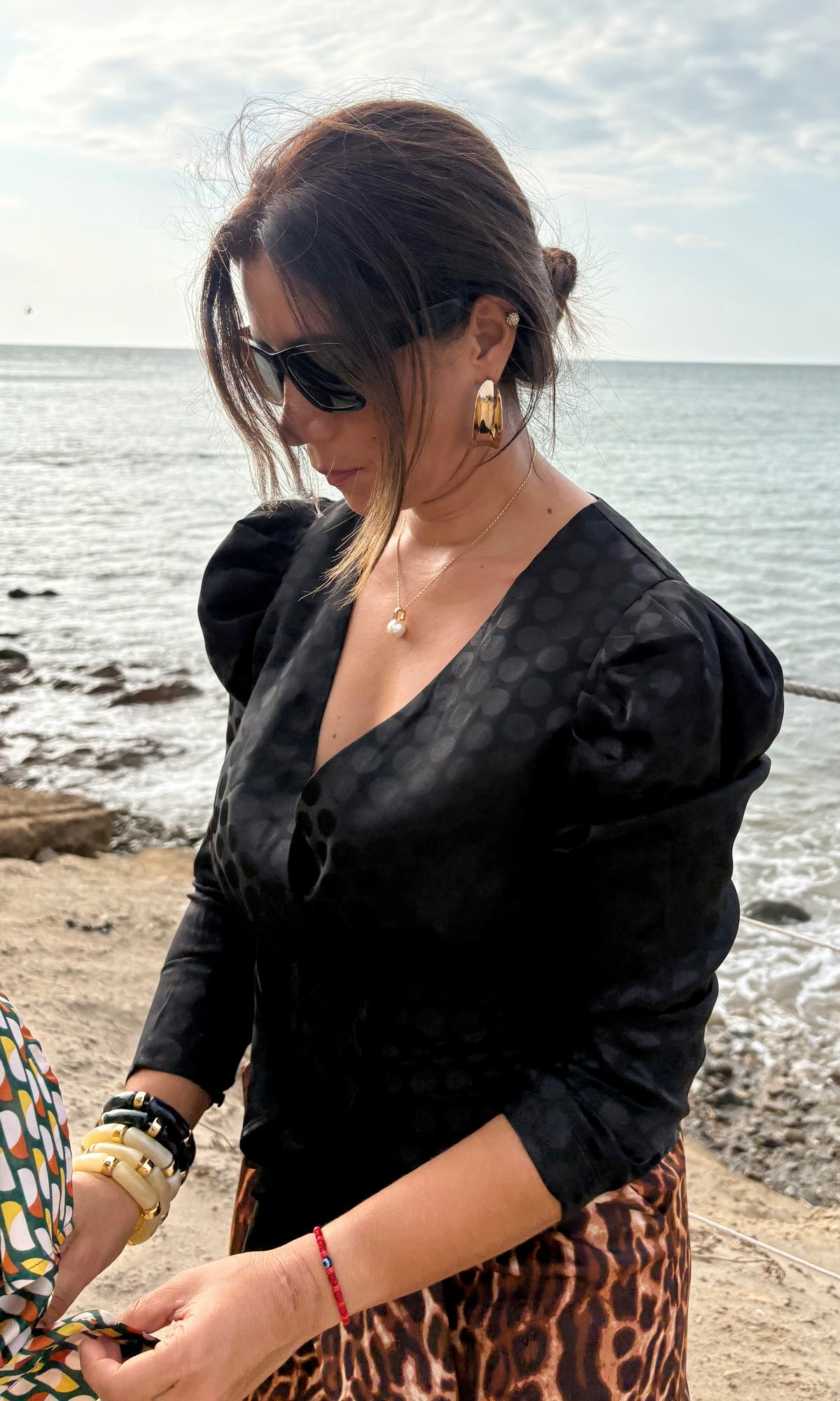 Blusa Lunares Cruzada con Peplum