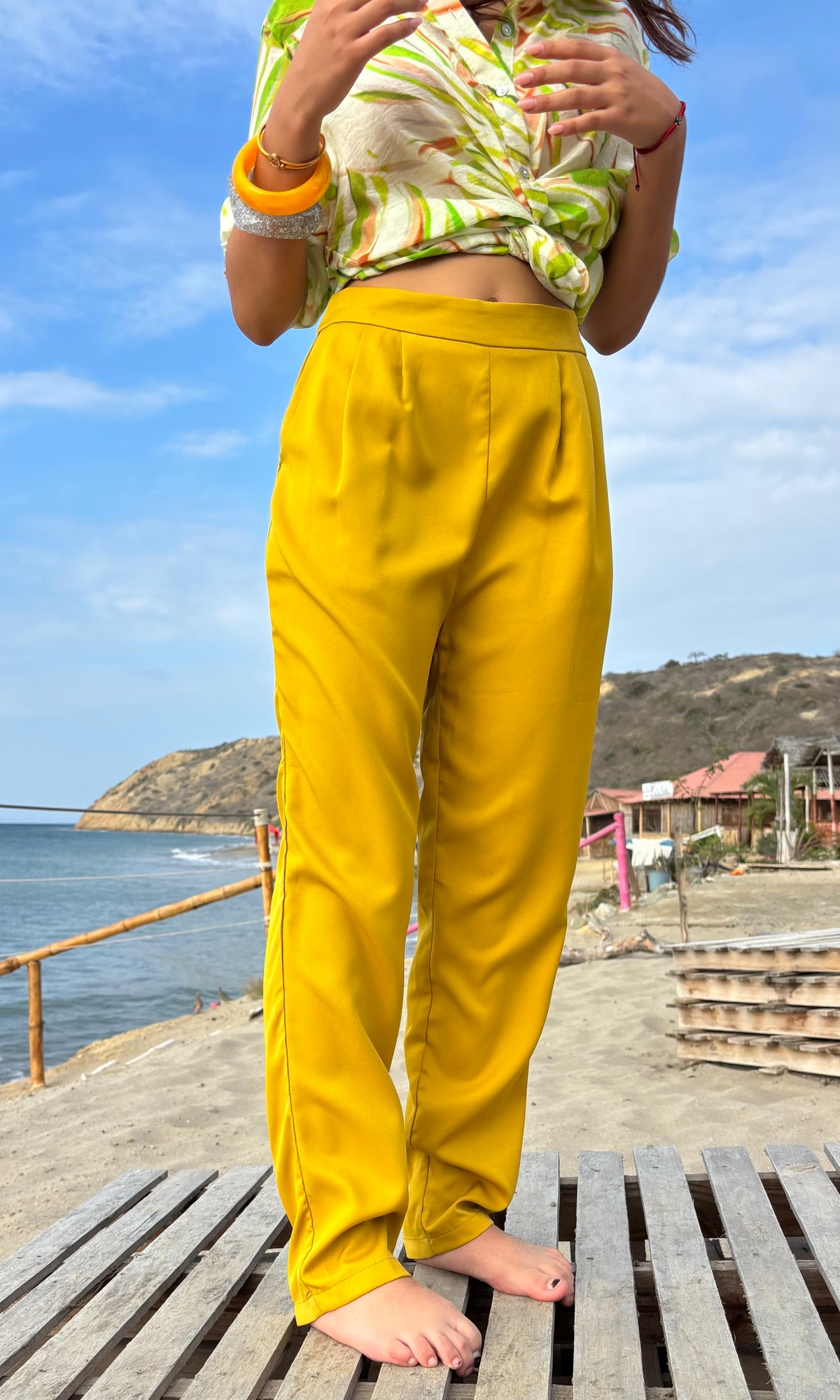 Pantalón de Pliegues al Tobillo