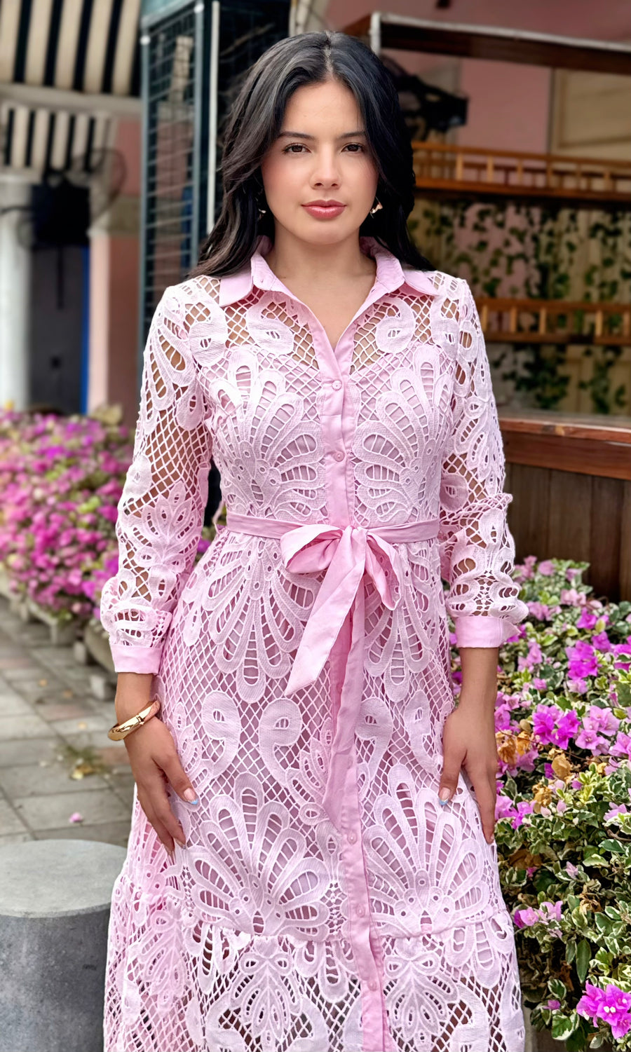 Vestido Encaje Rosa