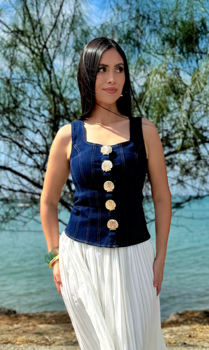 Blusa Jean Botones 