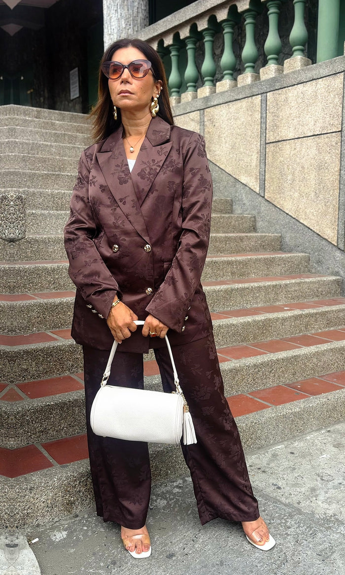 Conjunto Blazer Largo Café