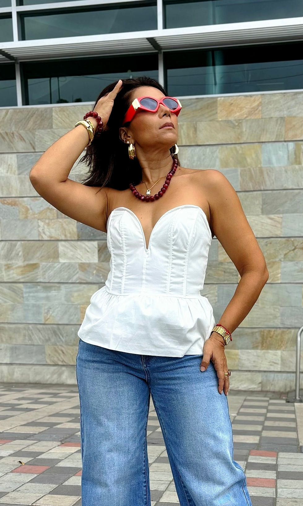 Top Corsé Strapless Blanco