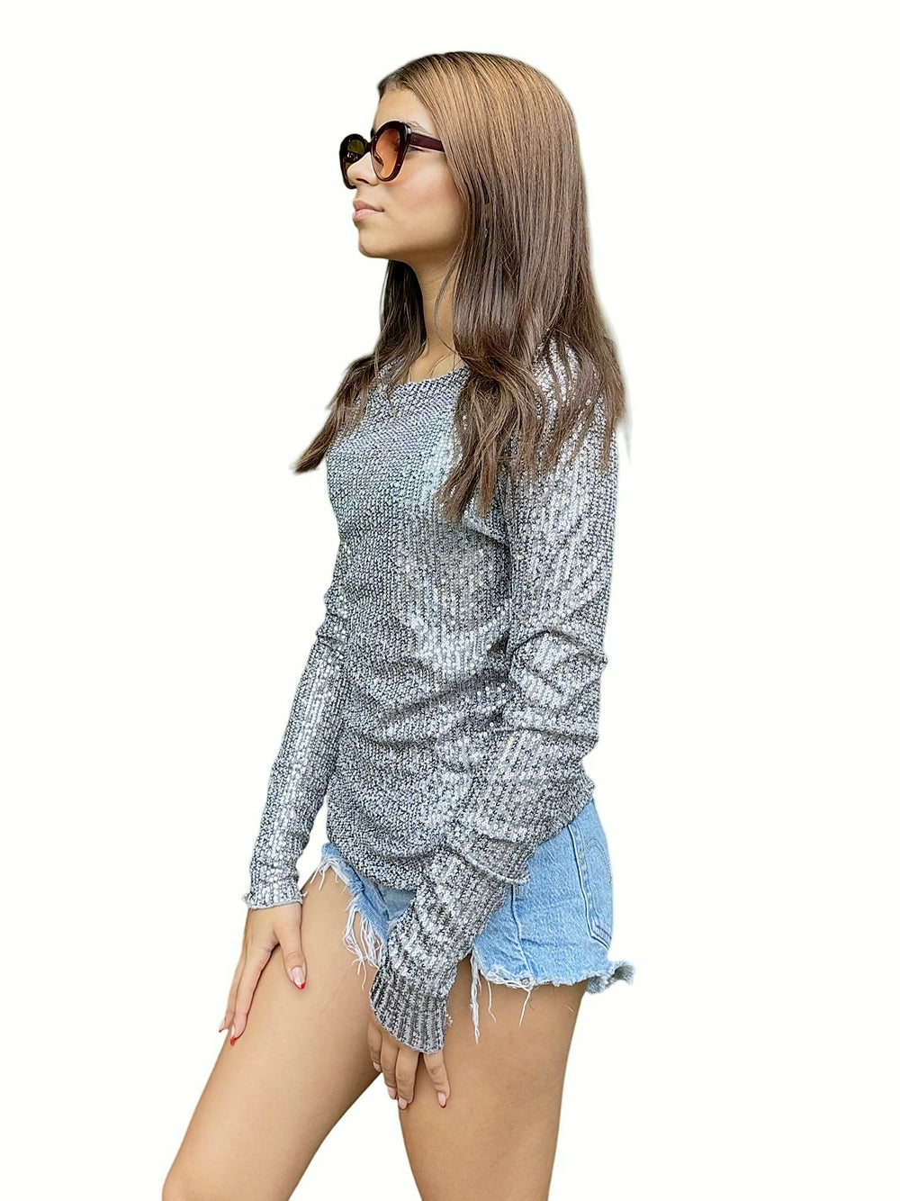 Blusa Lentejuelas Plata Plata