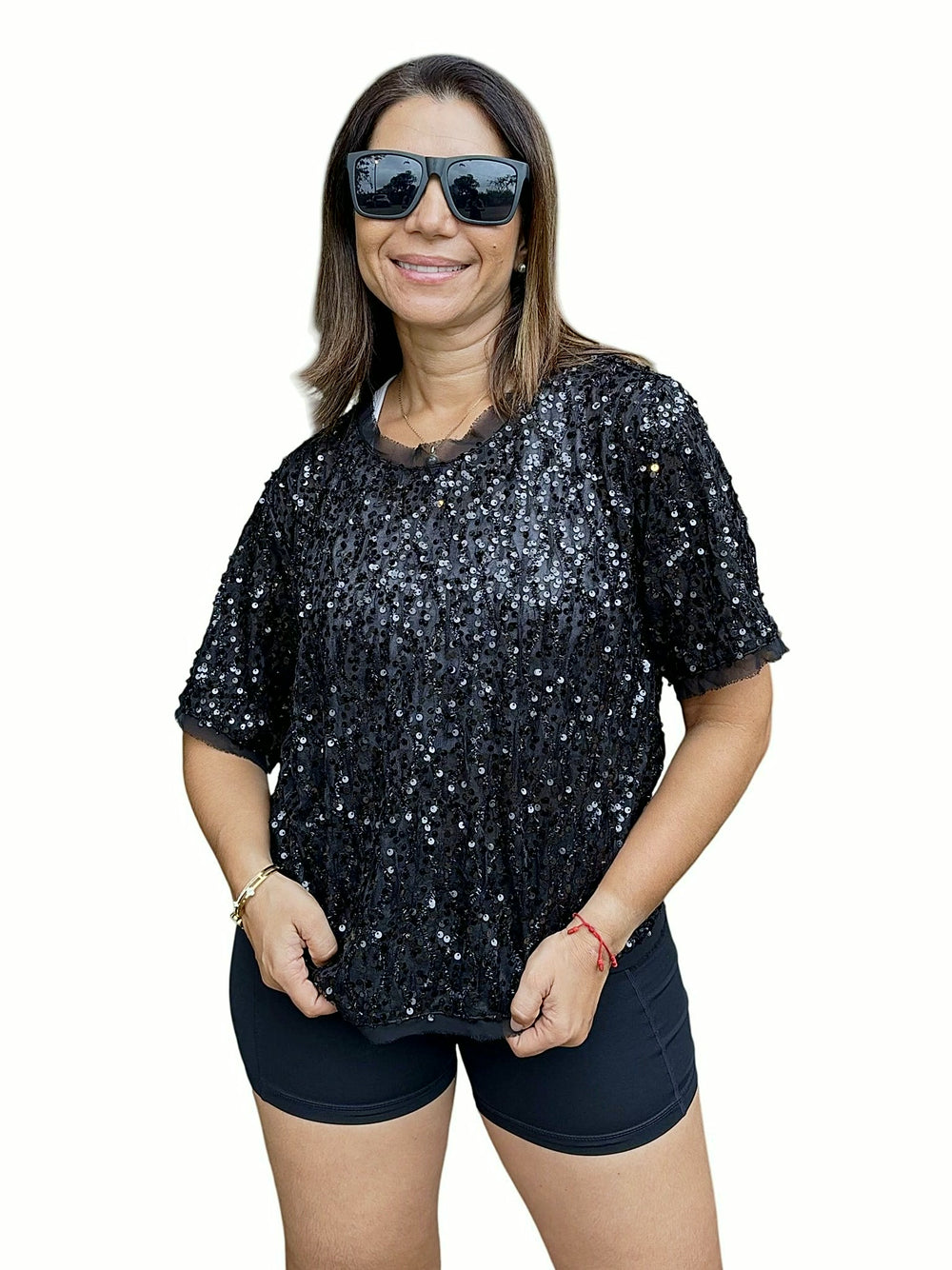 Blusa Lentejuelas Negra Negro