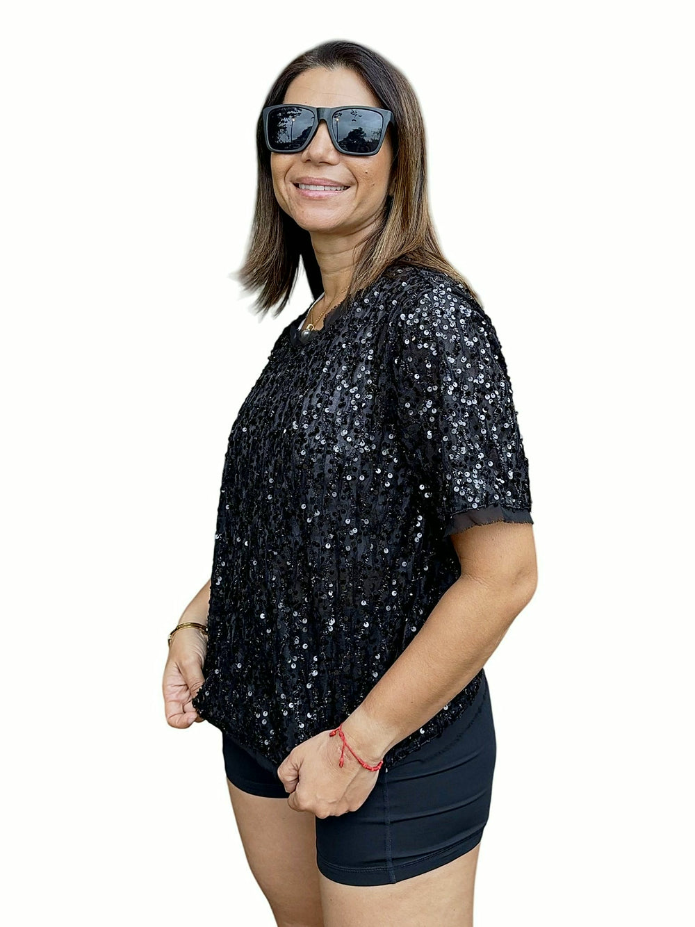 Blusa Lentejuelas Negra Negro
