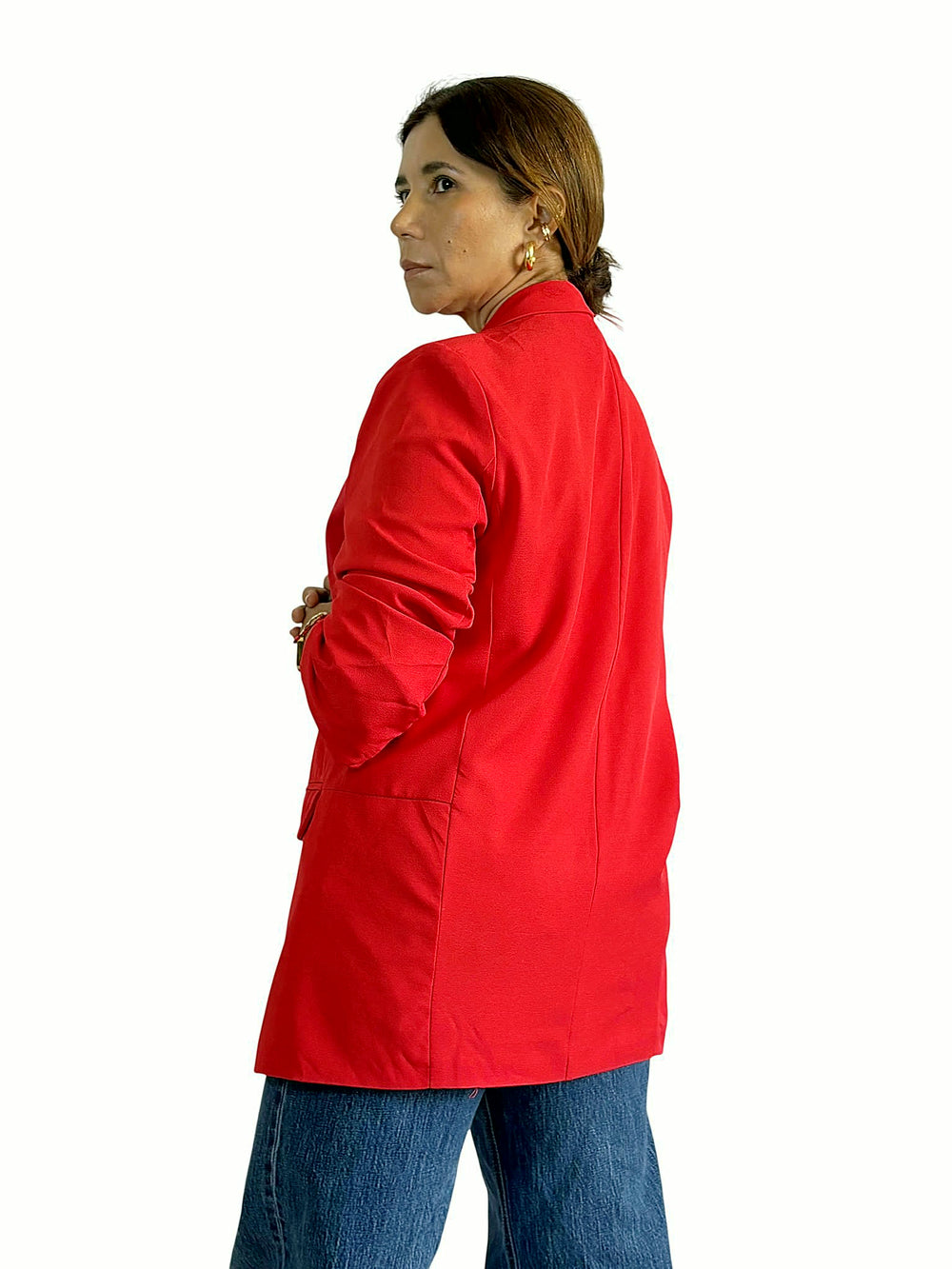 Blazer Rojo Fruncido Rojo