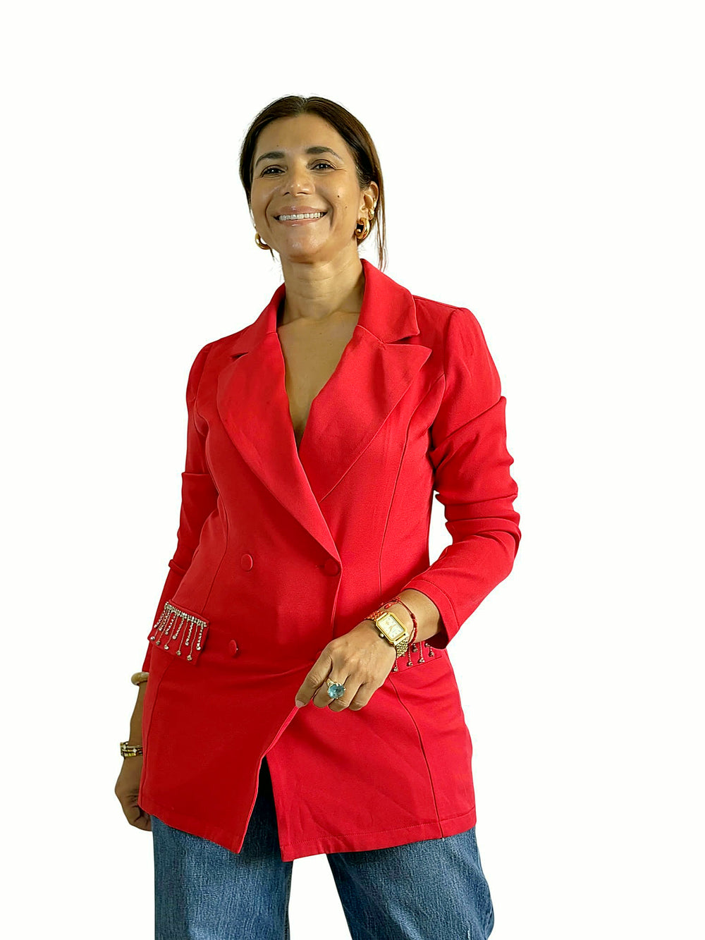 Blazer Rojo Cruzado Rojo
