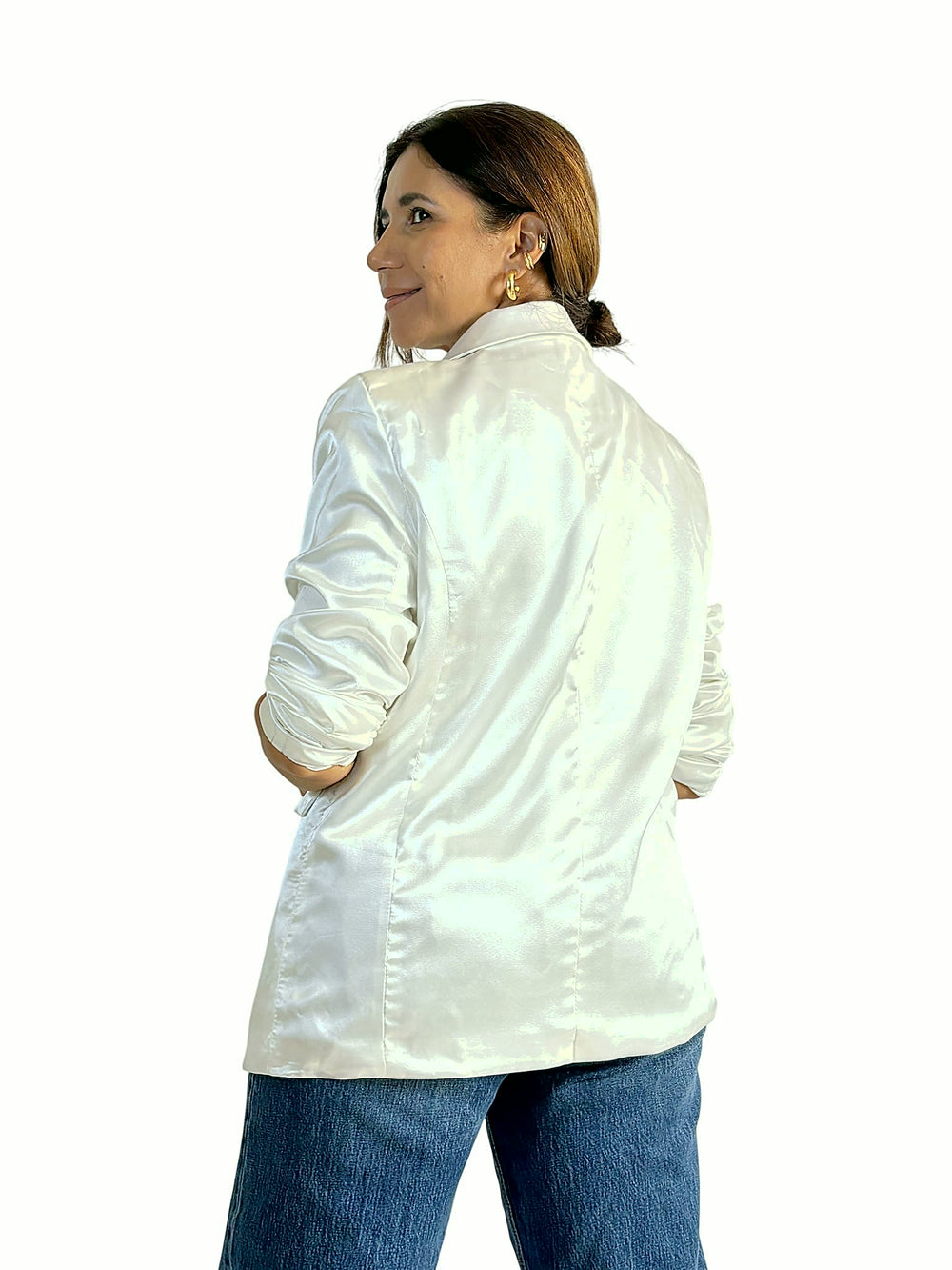 Blazer Blanco Satinado Blanco