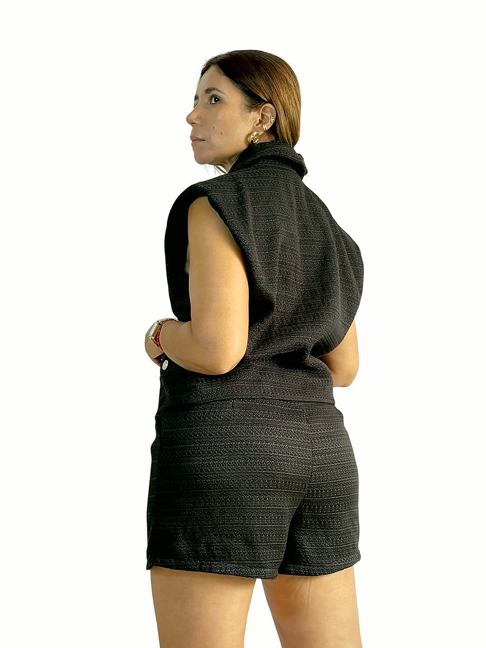 Conjunto Chaleco Short Negro Negro