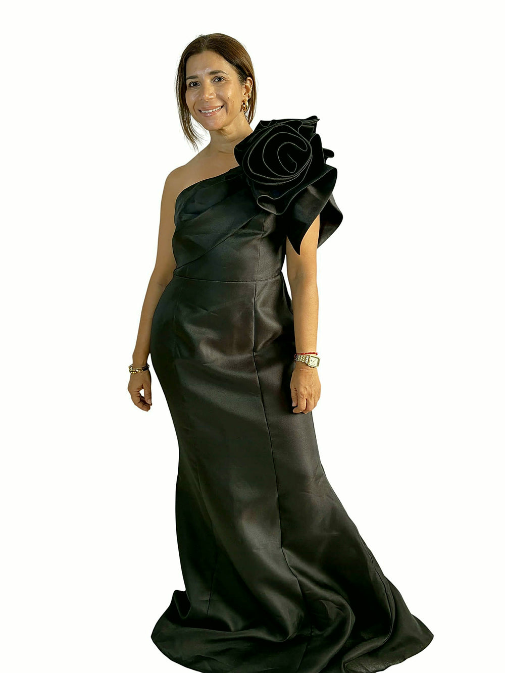 Vestido Negro Flor Negro