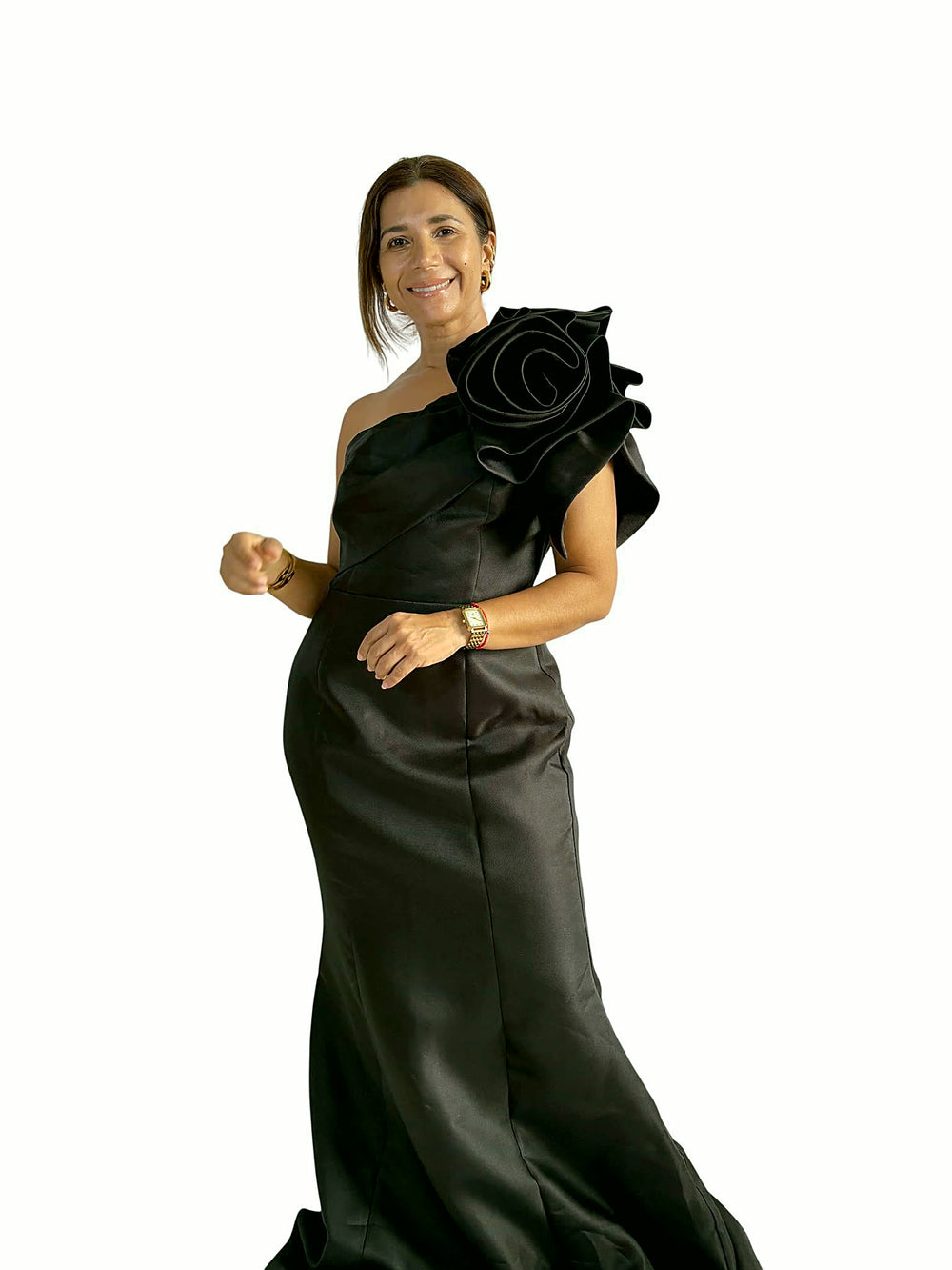 Vestido Negro Flor Negro