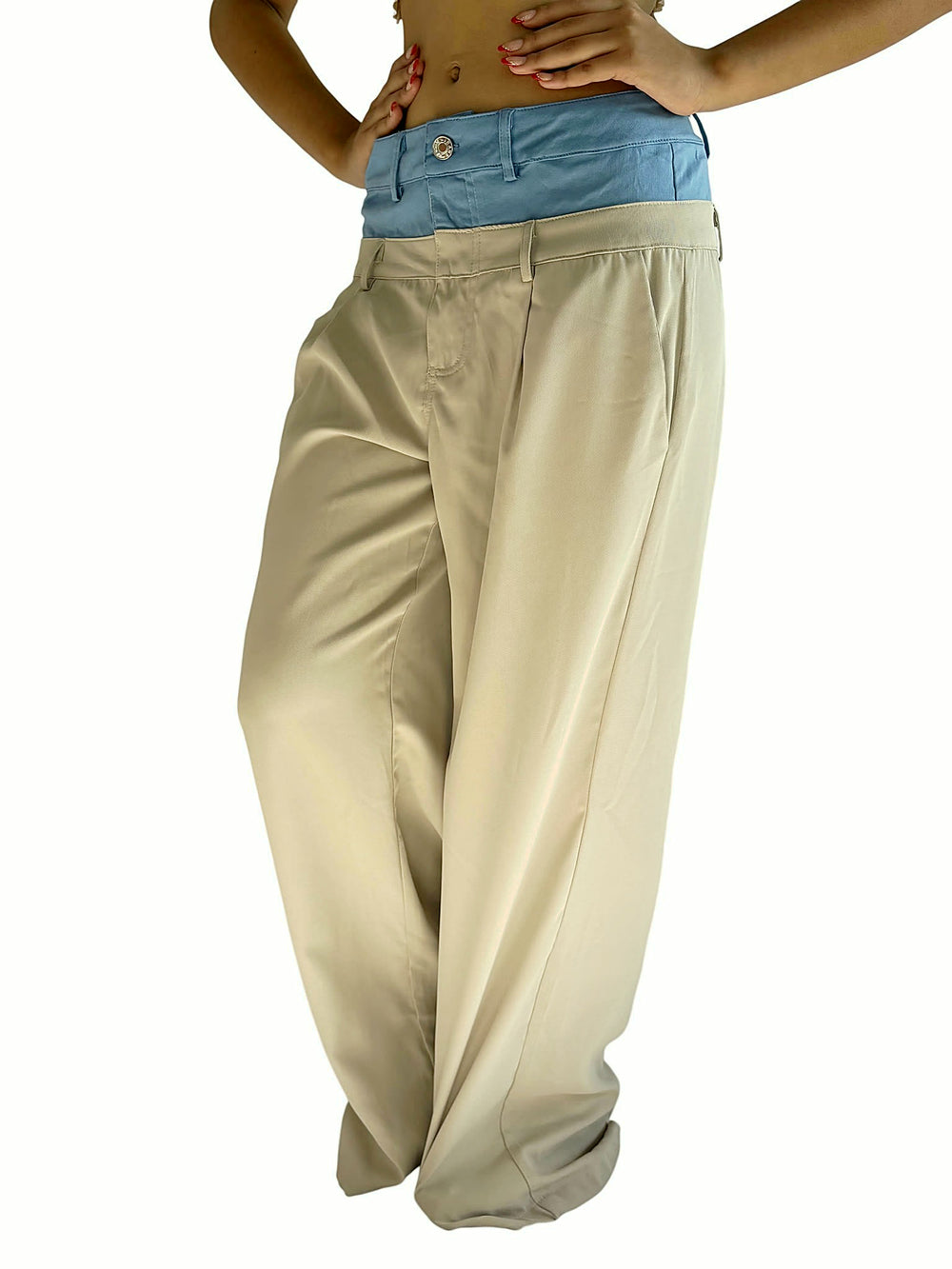 Pantalón Beige Denim Beige con celeste
