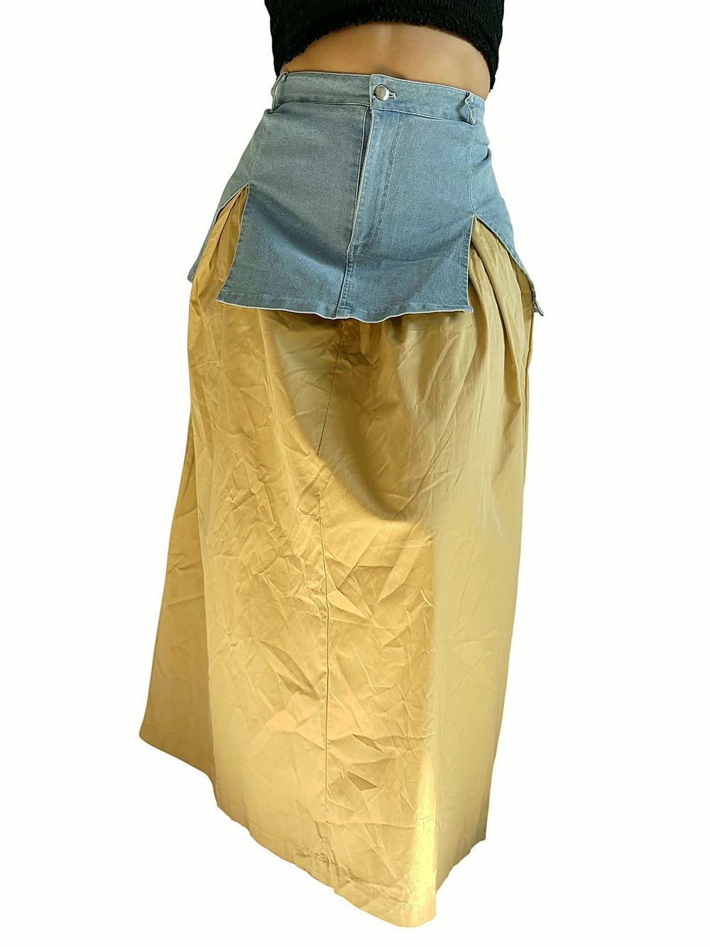 Falda Denim Camel Café con azul