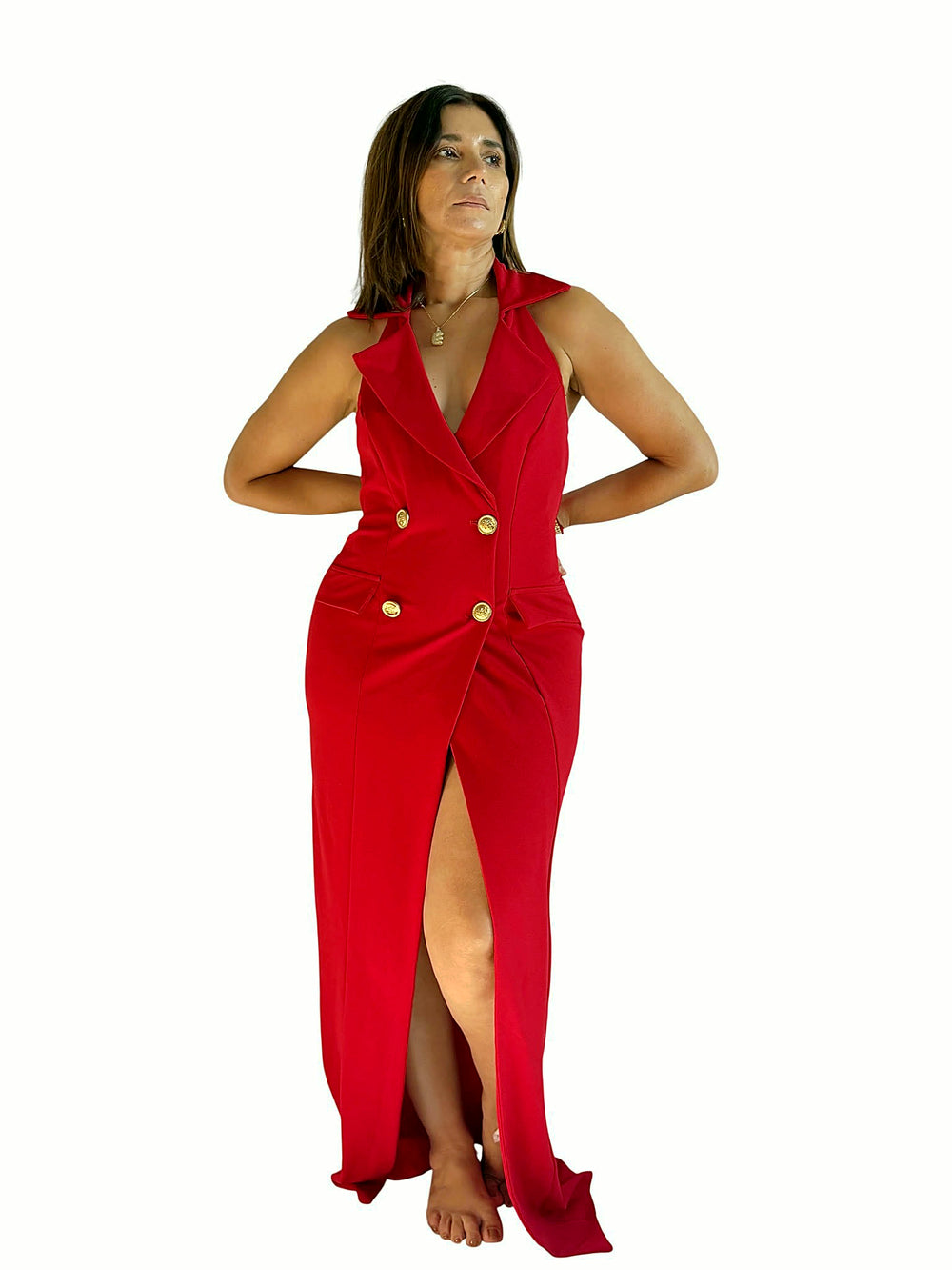 Vestido Rojo Cruzado Rojo