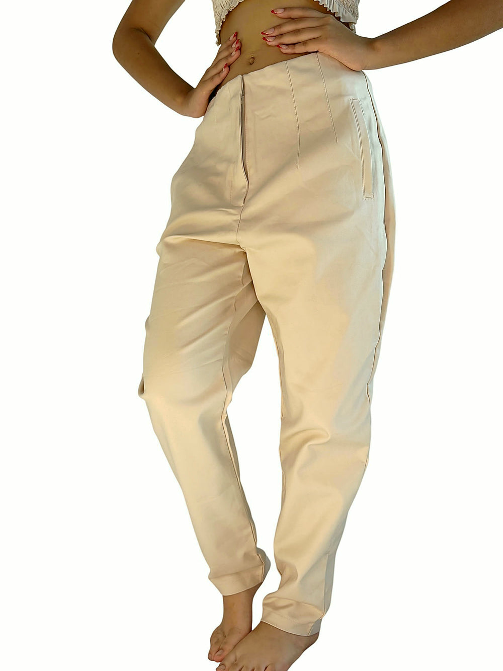 Pantalón Beige Recto Beige