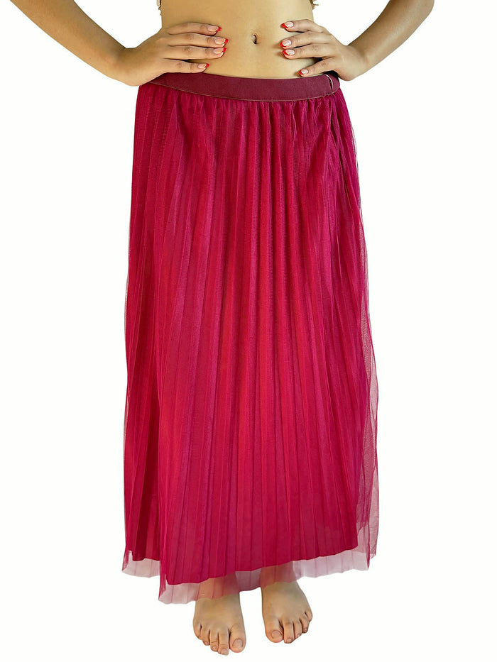 Falda Tul Plisada Fucsia