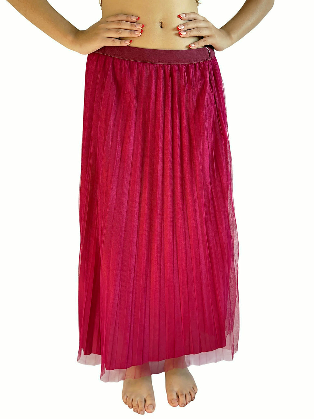 Falda Tul Plisada Fucsia