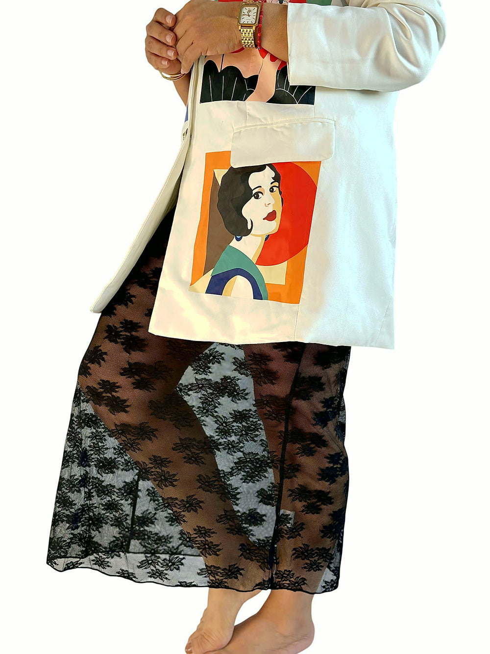 Falda Encaje Amplia Negro