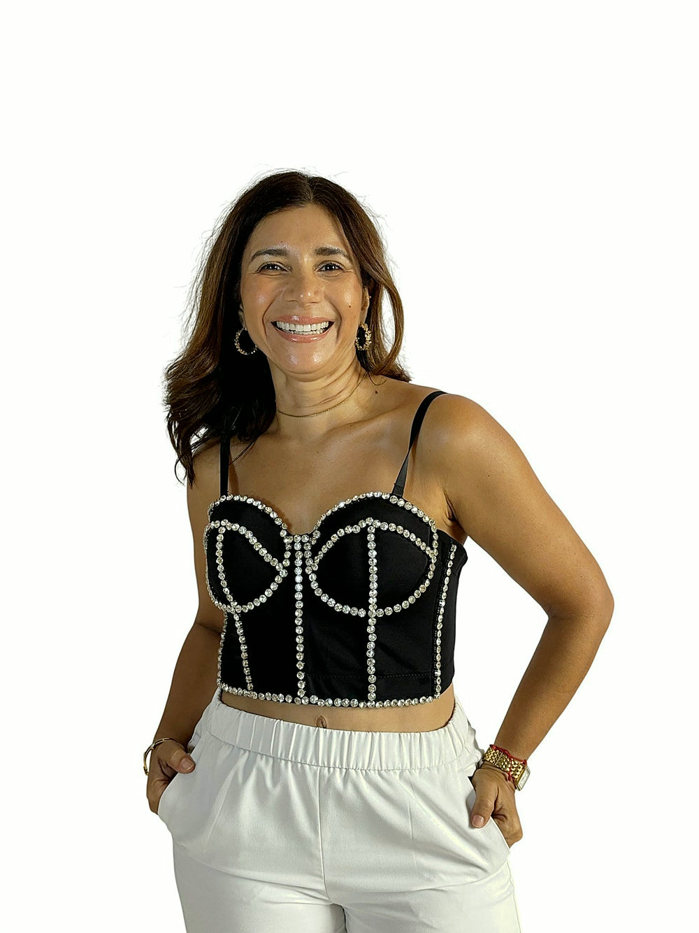 Corsé Perlas Negro Negro