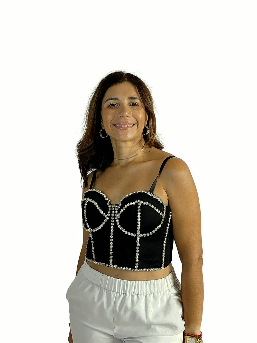 Corsé Perlas Negro Negro