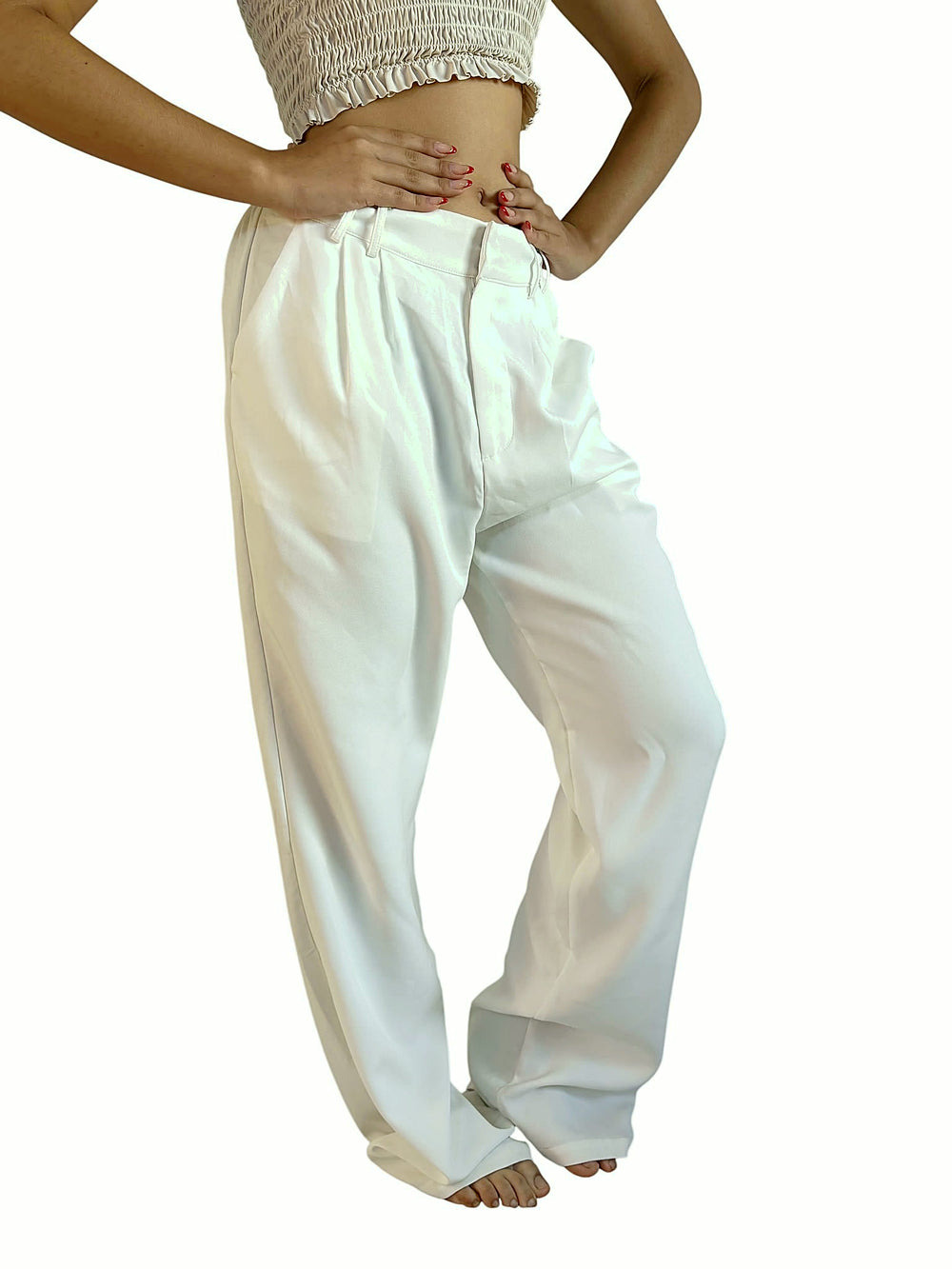 Pantalón Blanco Pinzas Blanco