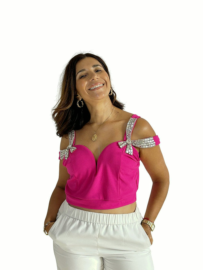 Top Fucsia Pedrería