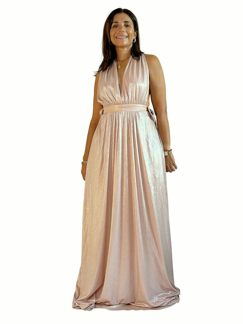 Vestido Rosa Metalizado Rosa