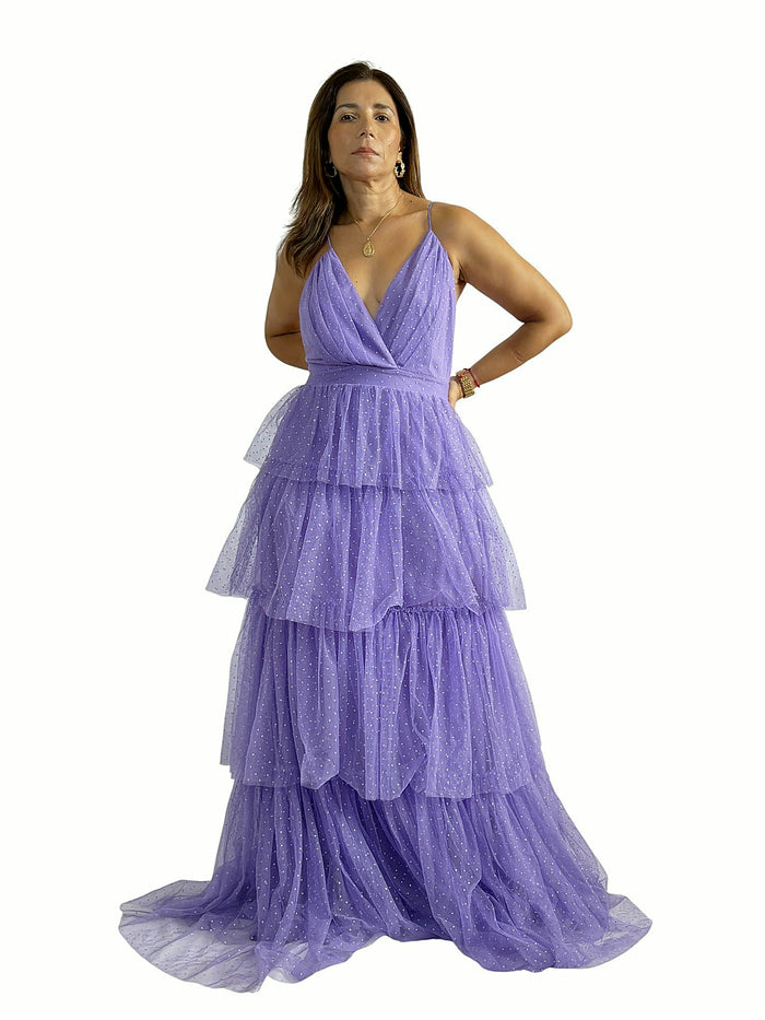 Vestido Largo Tul Volantes