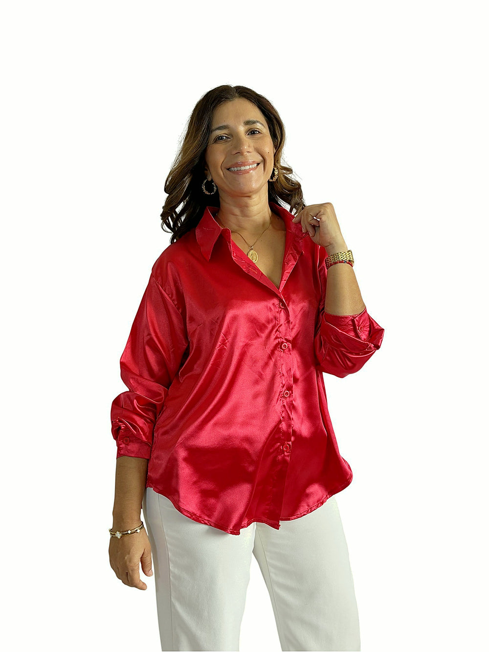 Blusa Satinada Oversize Rojo