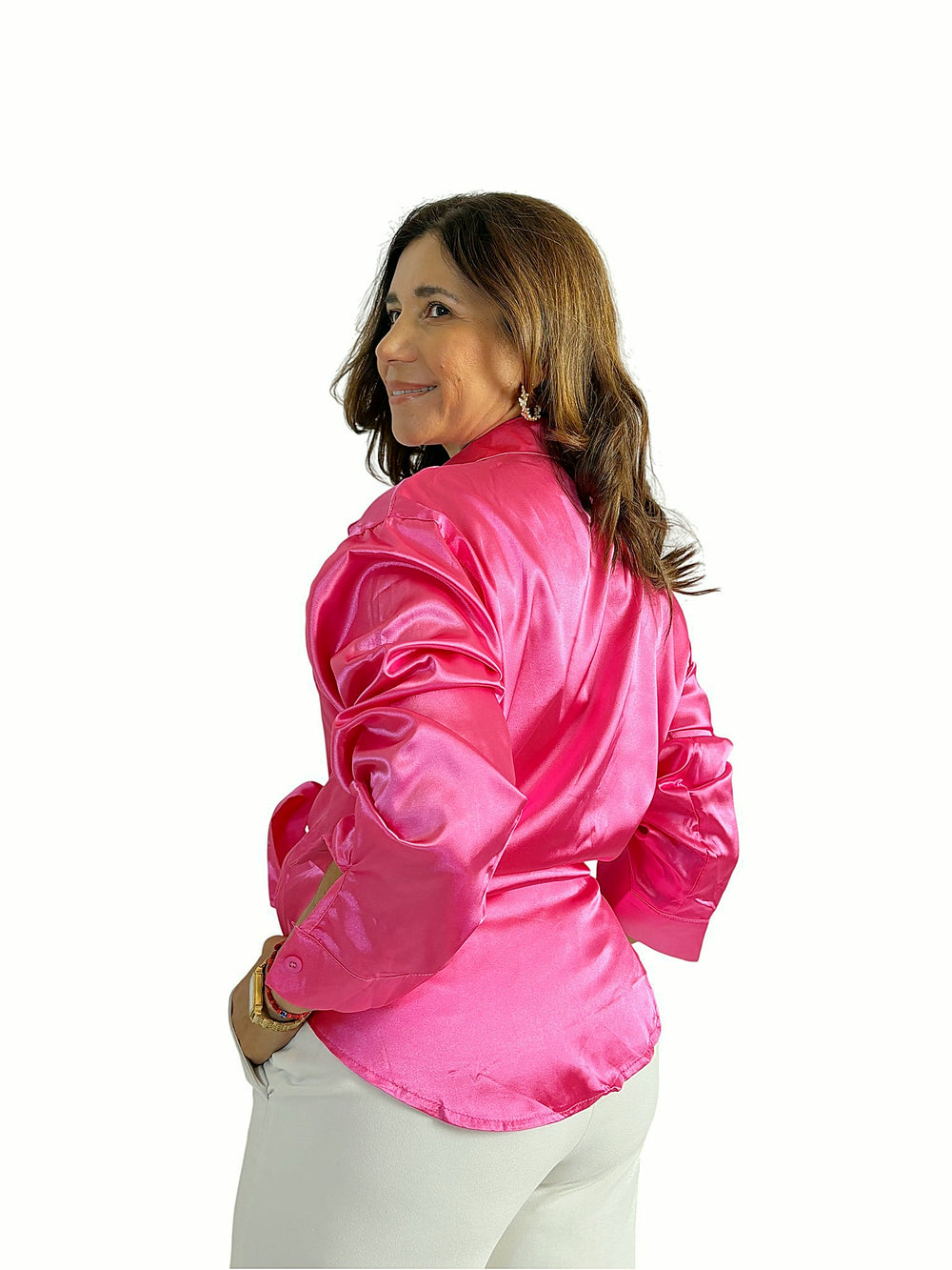 Blusa Satinada Oversize Rosa