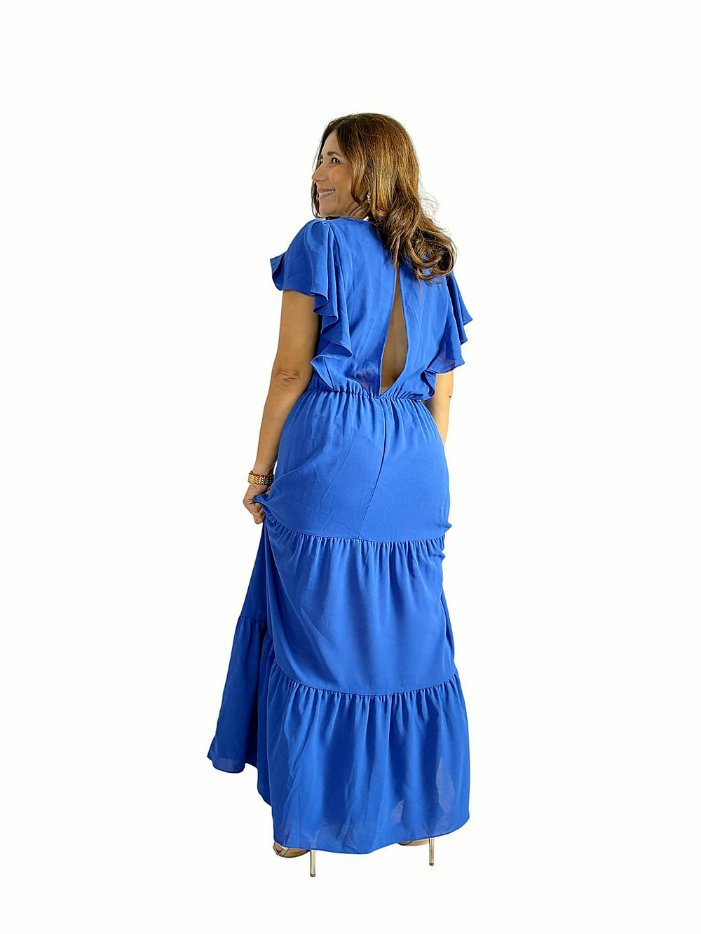 Vestido Manga Volante Azul